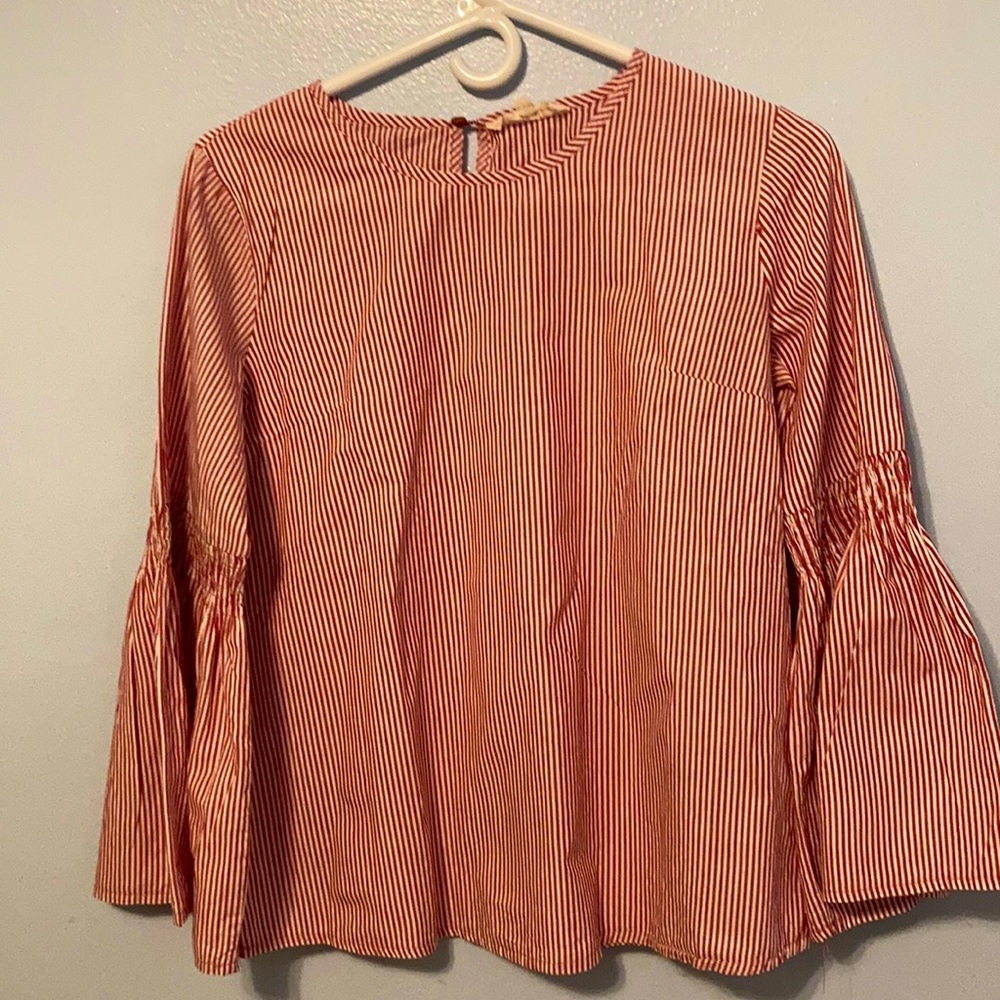 Red/White blouse cotton/poly blend